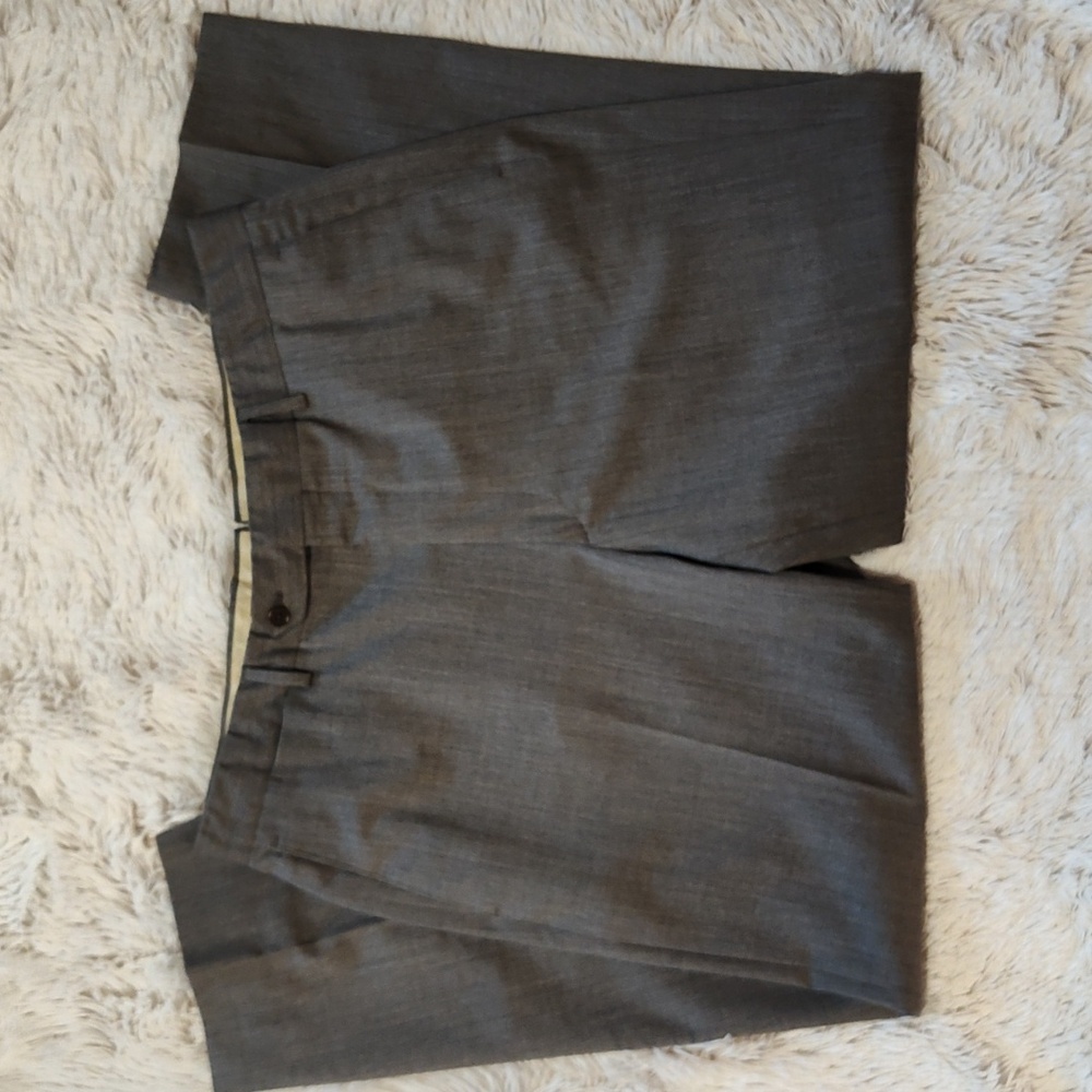Cremieux 3D Wool Dress Pants Gray Flat Front Tollegno 1900 Made In Italy 38R